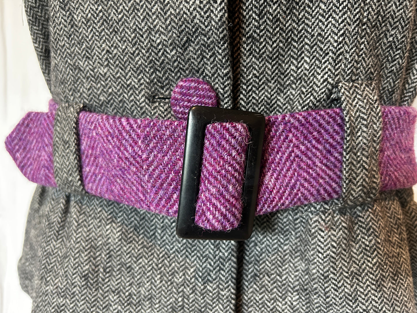 Hollyhock Jacket, Grey Light tweed with Purple Harris Tweed accents
