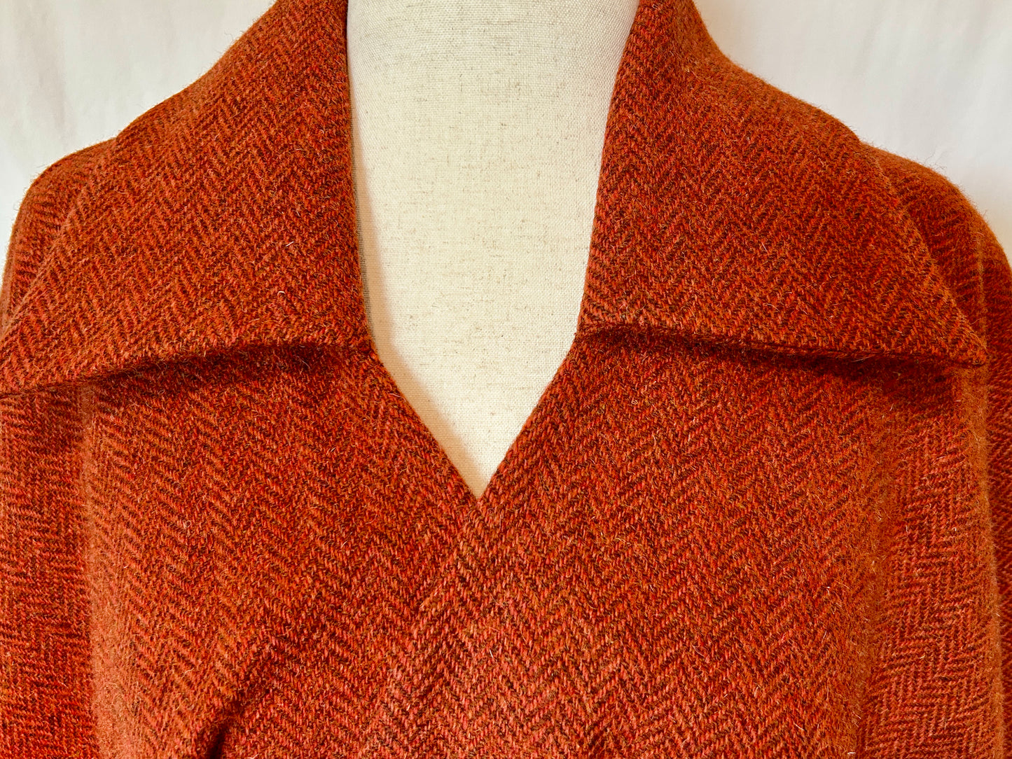Camelia Cape with Orange herringbone Harris Tweed