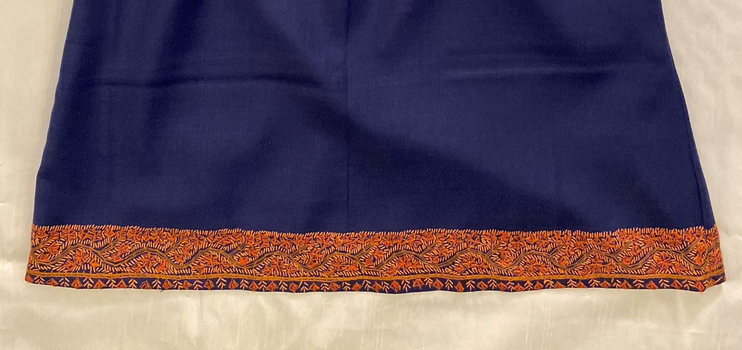 Allium Top in Embroidered Navy Lamb's Wool