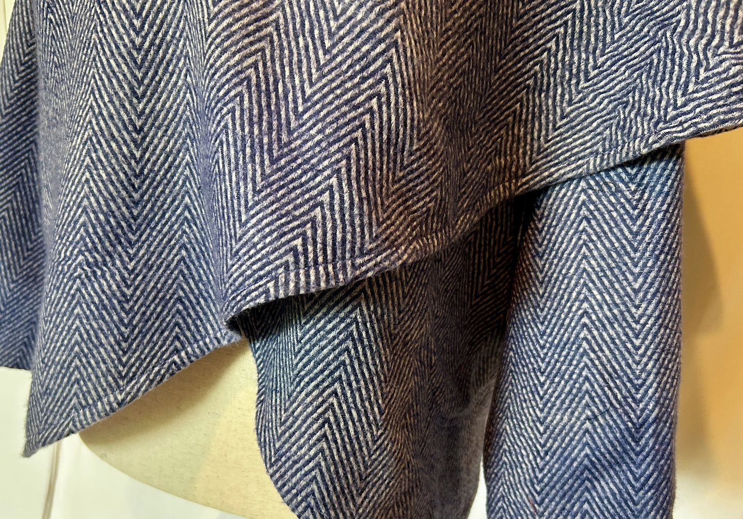 Morning Glory Cape with Blue Herringbone Cashmere