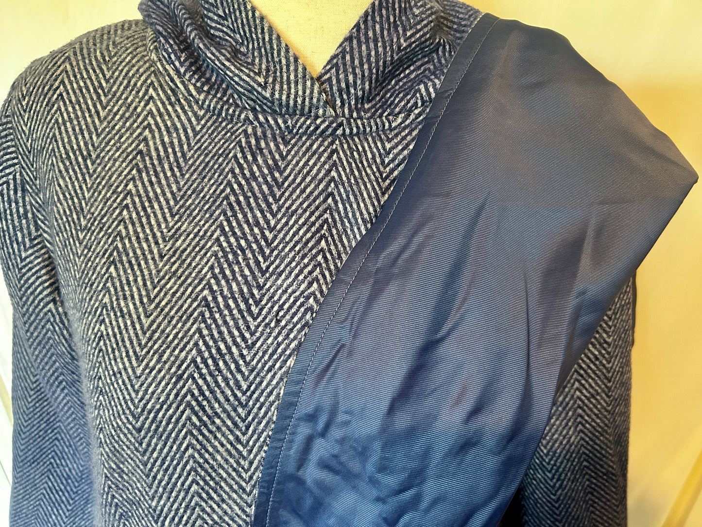 Morning Glory Cape with Blue Herringbone Cashmere