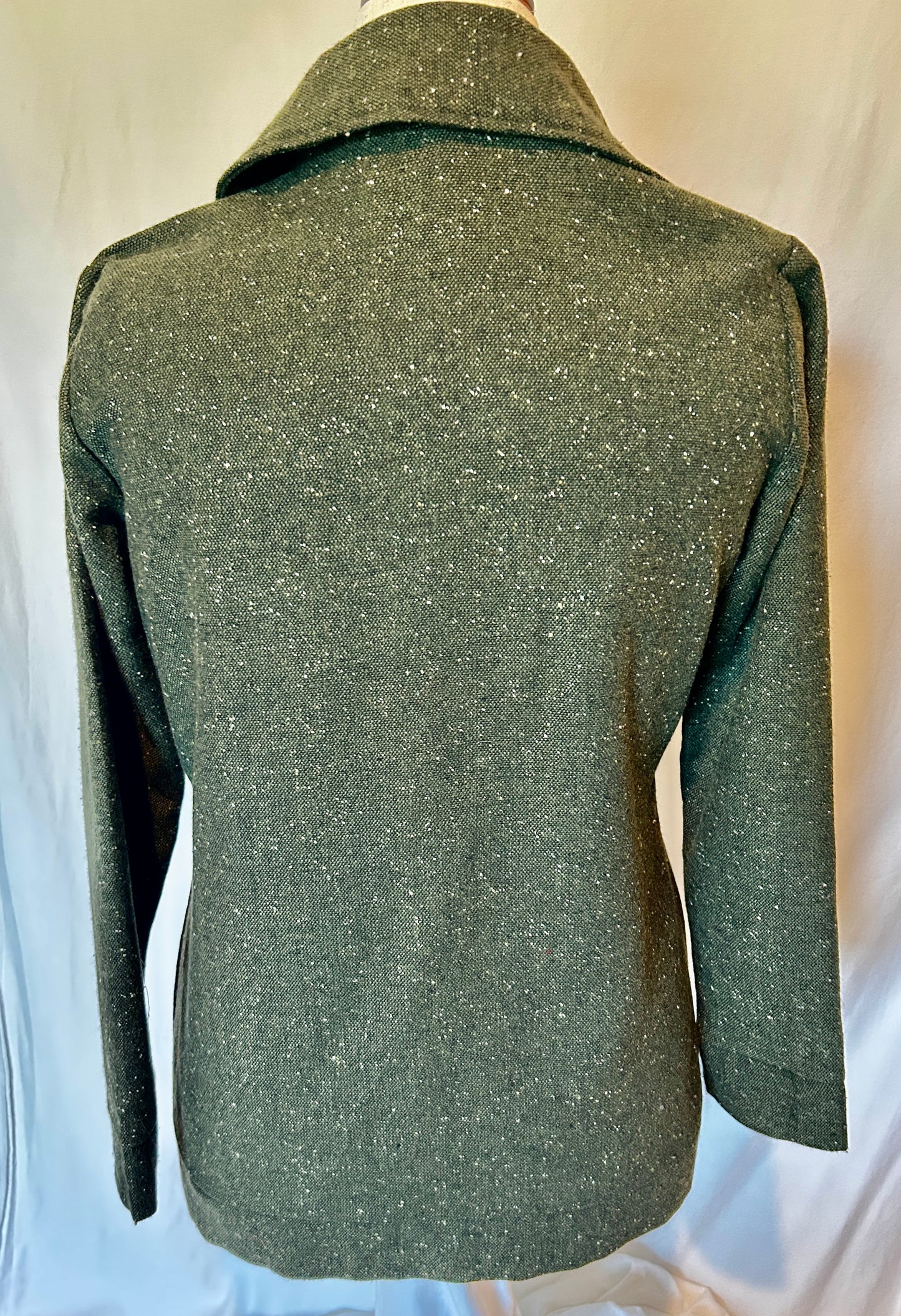 Arum Jacket in a Sage Green Woven Cotton with White & Navy Subtle dots