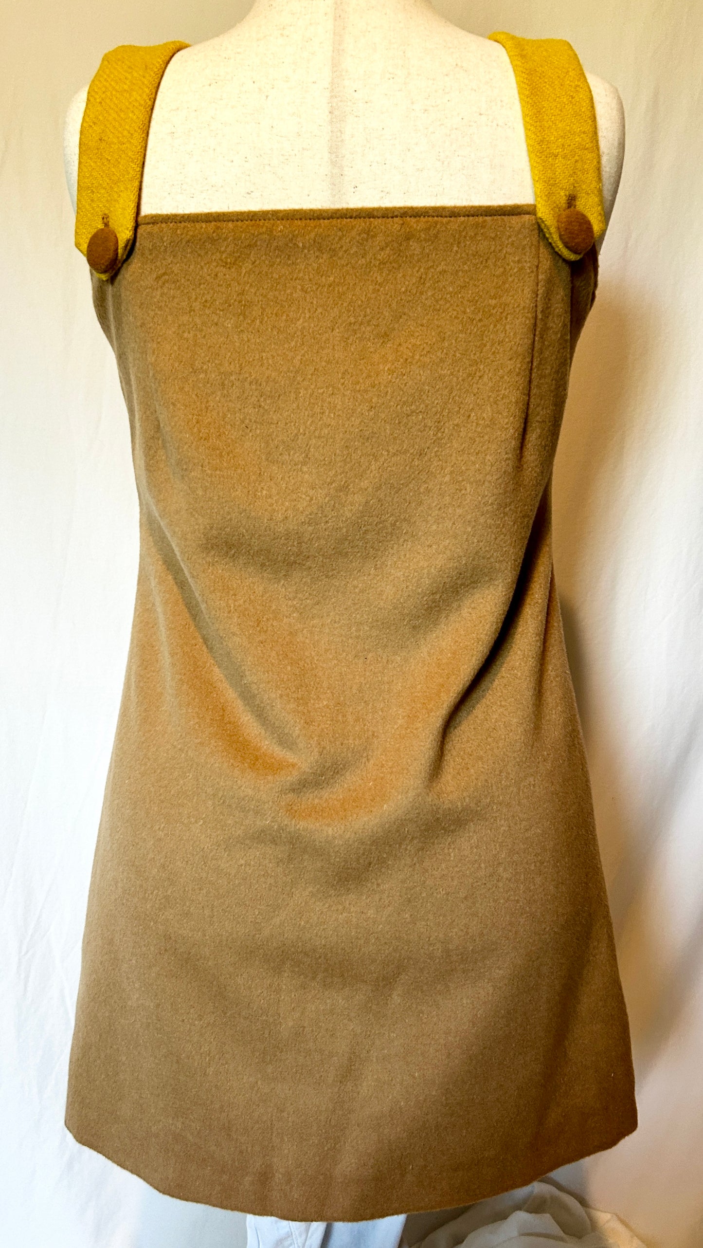Gazania Dress.  A Cashmere Wool dress in Camel w Stripes