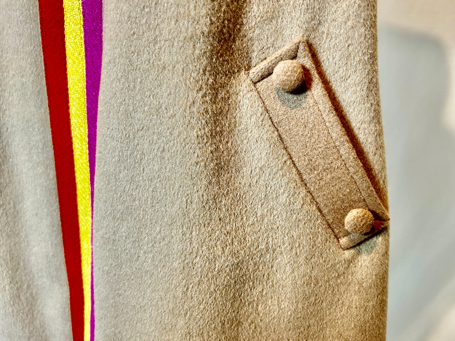 Treasure Dress.  A Cashmere Wool dress in Camel w Harris Tweed Stripes
