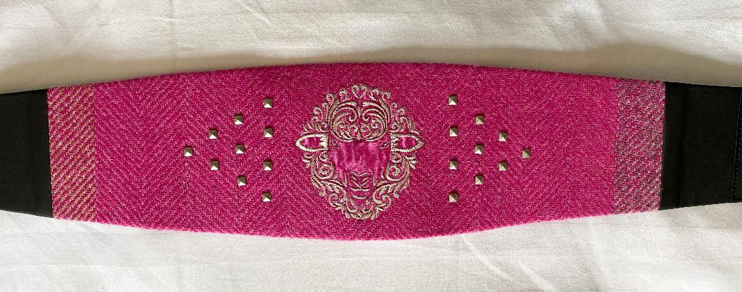 Lotus Belt with Harris Tweed & Hand Embroidery - Silver Sheep