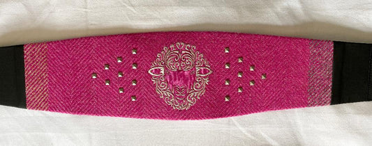 Lotus Belt with Harris Tweed & Hand Embroidery - Silver Sheep