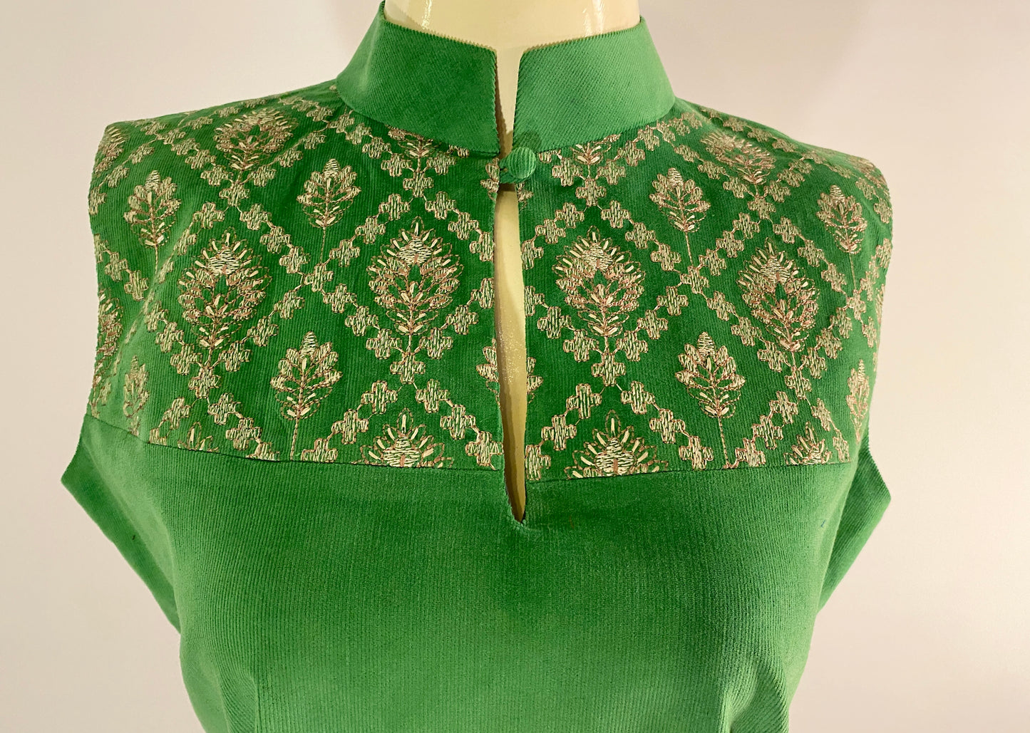 Jasmin top with Harris Tweed Belt with Hand-Embroidery-Green