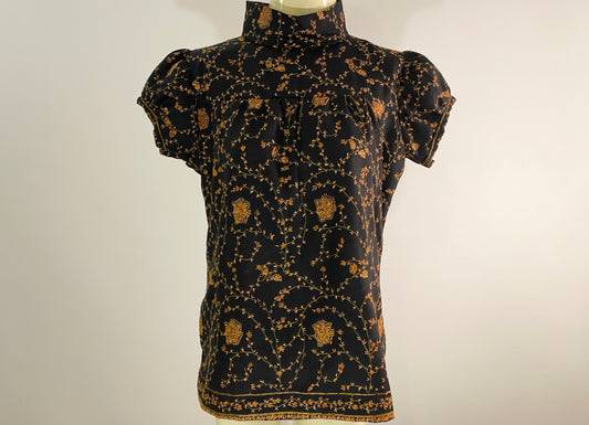 Allium Top in Embroidered Black Lamb's Wool