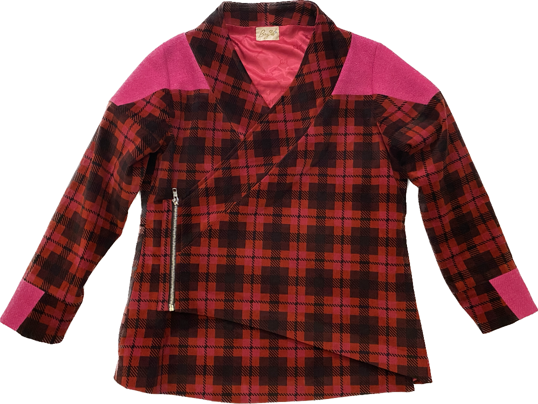 Canna Jacket in a Geometric Patterned Corduroy w Hot Pink